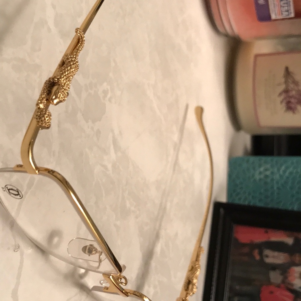 Cartier gold leopard clear frames